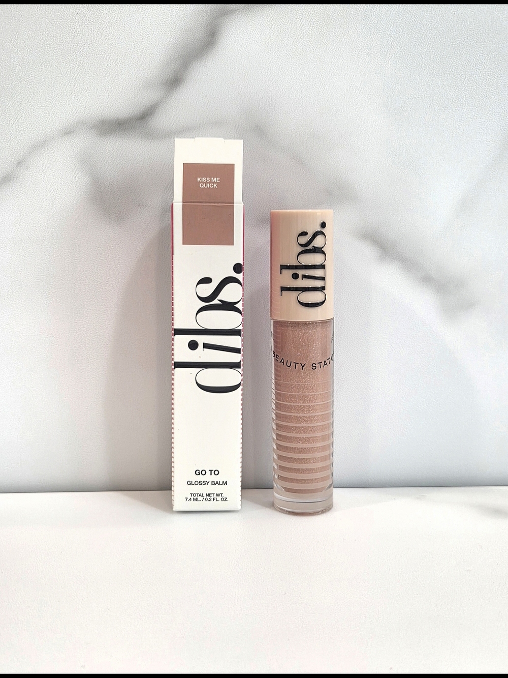 Dibs Beauty Go To Glossy Balm In Kiss Me Quick (Peachy Nude Shimmer) - NIB